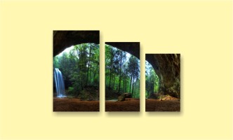 лес водопад пещера